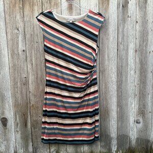 LOFT Multi Stripe Short Sleeve Dress Size Small Petite